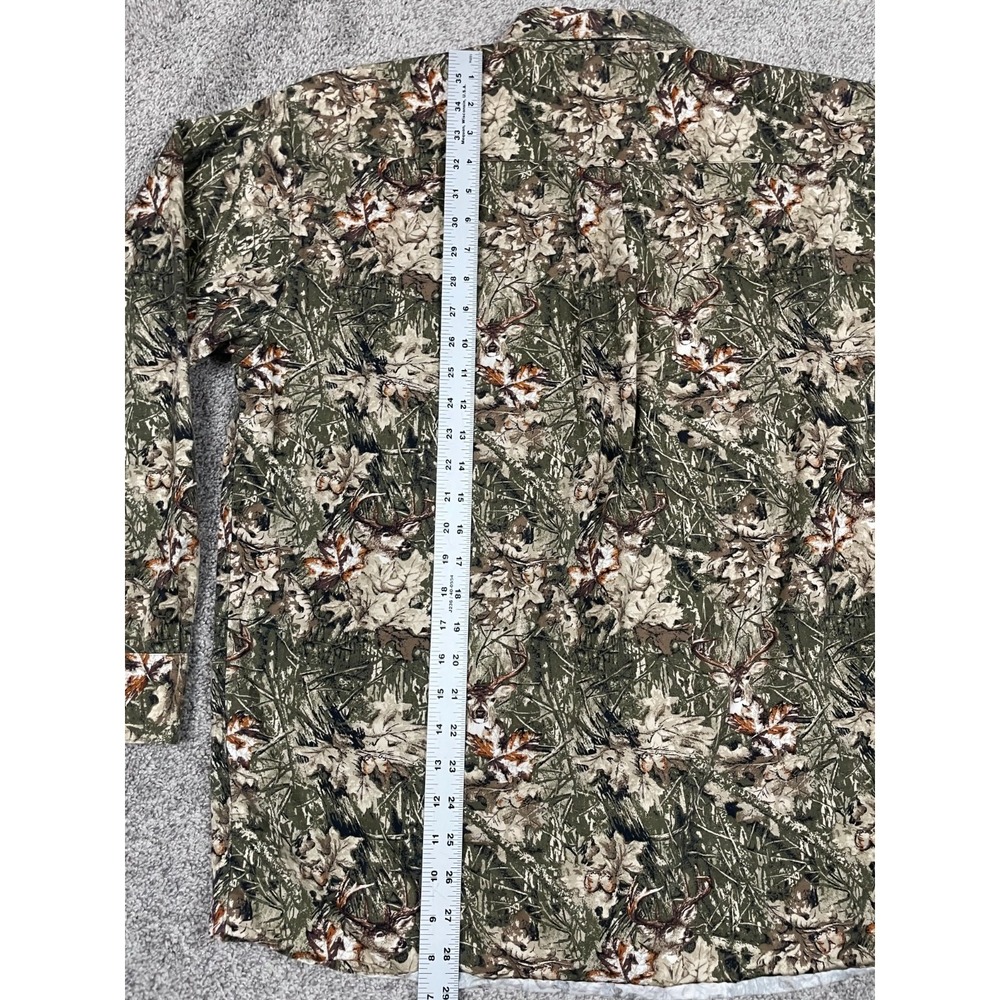 Woods & Water Shirt Mens Large Green Camo Button Down Deer Hunting Outdoor Cabin - Picture 9 of 9